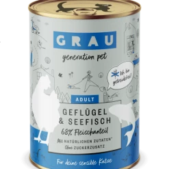 Grau | Geflügel & Seefisch | 6 Dosen Katzenfutter