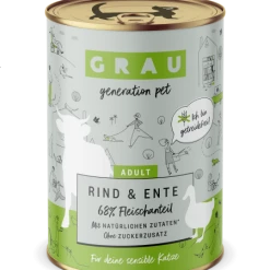 Grau | Rind & Ente | 6 Dosen Katzenfutter