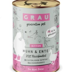 Grau Kitten | Huhn & Ente | 6 Dosen Katzenfutter