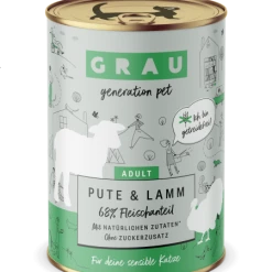Grau | Pute & Lamm | 6 Dosen Katzenfutter