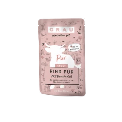 Grau | Rind Pur | 16x 125 G Pouchbeutel Katzenfutter