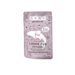 Grau | Lachs Pur | 16x 125 G Pouchbeutel Katzenfutter