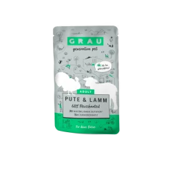 Grau | Pute & Lamm | 16x 125 G Pouchbeutel Katzenfutter
