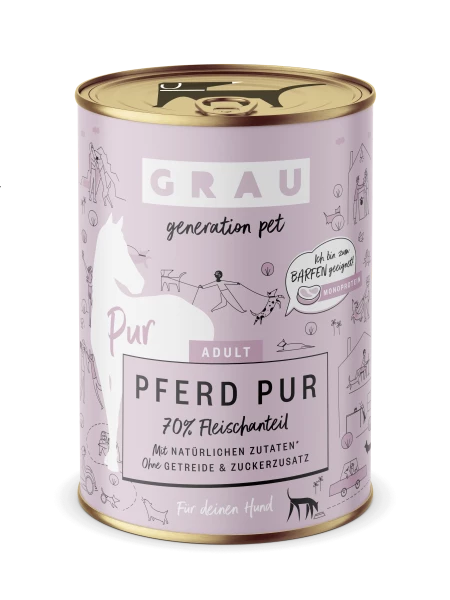 Grau Adult | Pferd Pur | 6x Hundefutter 1 Grau Adult | Pferd Pur | 6x Hundefutter