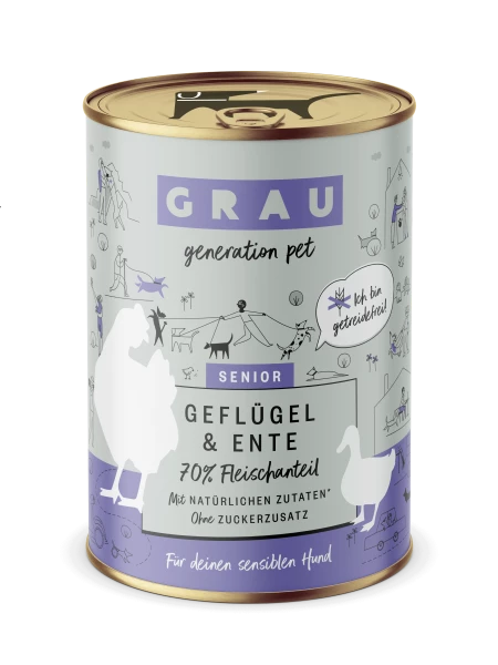 Grau Senior | Geflügel & Ente | 6x Hundefutter 1 Grau Senior | Geflügel & Ente | 6x Hundefutter