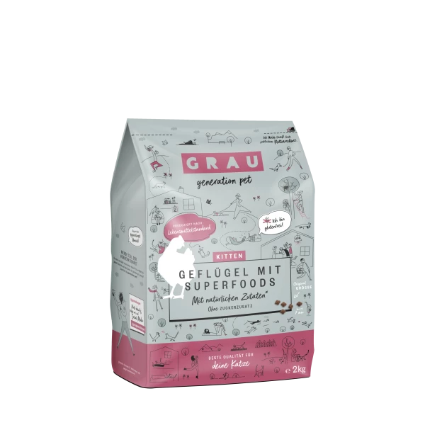 Grau Kitten | Geflügel Mit Superfoods | 2 Kg Glutenfreies Katzenfutter 1 Grau Kitten | Geflügel Mit Superfoods | 2 Kg Glutenfreies Katzenfutter