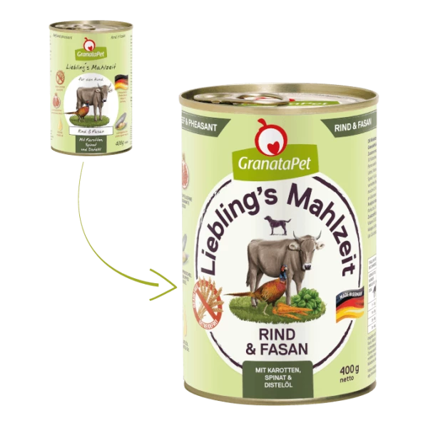 GranataPet Lieblings's Mahlzeit | Mit Rind & Fasan | 6 Dosen Hundenassfutter 1 GranataPet Lieblings's Mahlzeit | Mit Rind & Fasan | 6 Dosen Hundenassfutter