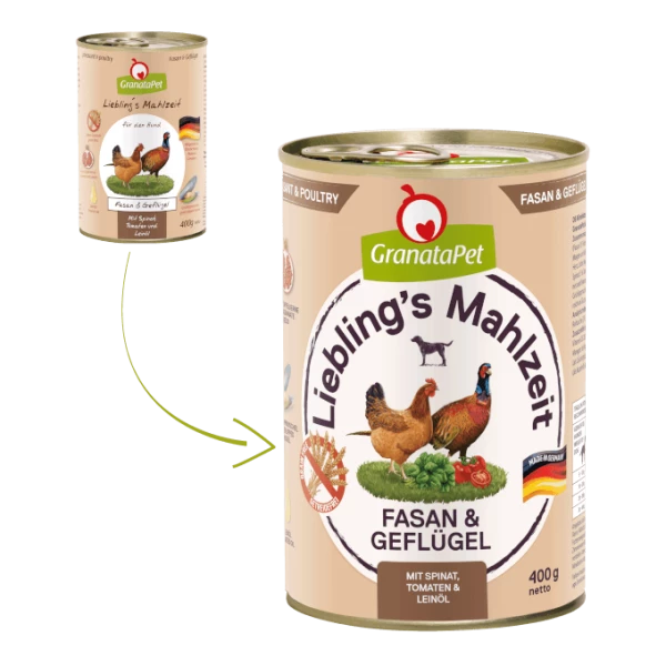 GranataPet Lieblings's Mahlzeit | Mit Fasan & Geflügel | 6 Dosen Hundenassfutter 1 GranataPet Lieblings's Mahlzeit | Mit Fasan & Geflügel | 6 Dosen Hundenassfutter