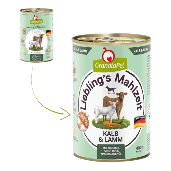 GranataPet Lieblings's Mahlzeit | Mit Kalb & Lamm | 6 Dosen Hundenassfutter 1 GranataPet Lieblings's Mahlzeit | Mit Kalb & Lamm | 6 Dosen Hundenassfutter
