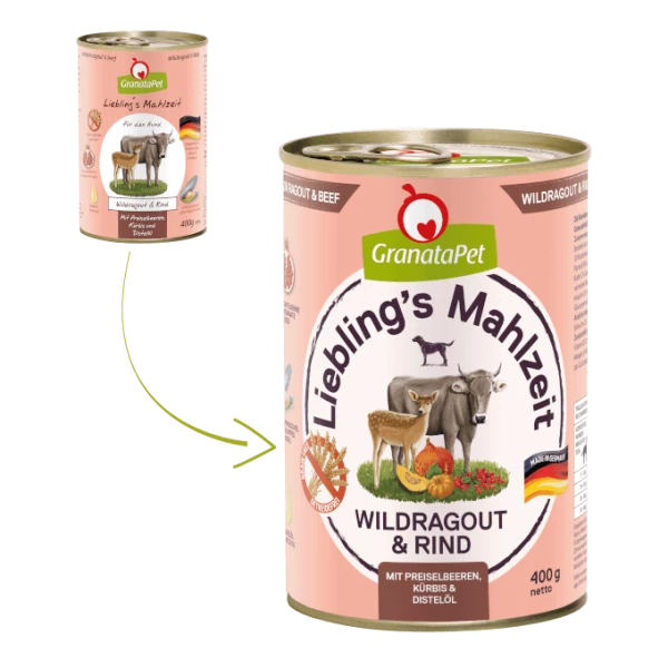 GranataPet Lieblings's Mahlzeit | Mit Wildragout & Rind | 6 Dosen Hundenassfutter 1 GranataPet Lieblings's Mahlzeit | Mit Wildragout & Rind | 6 Dosen Hundenassfutter