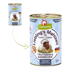 GranataPet Lieblings's Mahlzeit JUNIOR | Mit Truthahn & Kaninchen | 6 Dosen Hundenassfutter