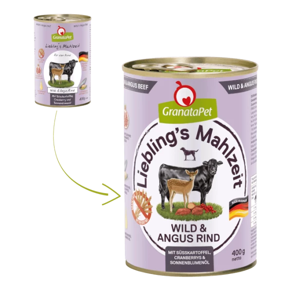 GranataPet Lieblings's Mahlzeit | Mit Wild & Angus Rind | 6 Dosen Hundenassfutter 1 GranataPet Lieblings's Mahlzeit | Mit Wild & Angus Rind | 6 Dosen Hundenassfutter