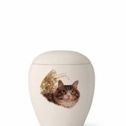 Völsing Tierurne Siena | Seidenmatt Creme-weiß Glasiert | Mit Gemalten Motiven | 0,5 L Volumen