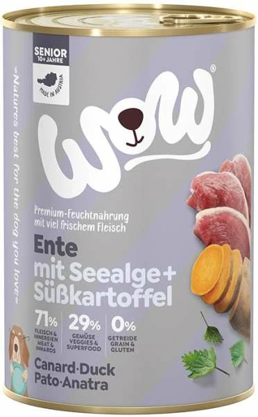 WOW SENIOR | Mit Ente, Seealge & Süßkartoffel | 6x Hundefutter 1 WOW SENIOR | Mit Ente, Seealge & Süßkartoffel | 6x Hundefutter