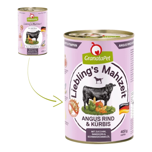 GranataPet Lieblings's Mahlzeit | Mit Angus Rind & Kürbis | 6 Dosen Hundenassfutter 1 GranataPet Lieblings's Mahlzeit | Mit Angus Rind & Kürbis | 6 Dosen Hundenassfutter
