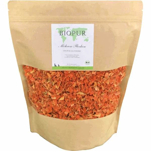 BIOPUR Möhrenflocken | Vegan & Glutenfrei | 1,2 Kg Ergänzungsfutter 1 BIOPUR Möhrenflocken | Vegan & Glutenfrei | 1,2 Kg Ergänzungsfutter