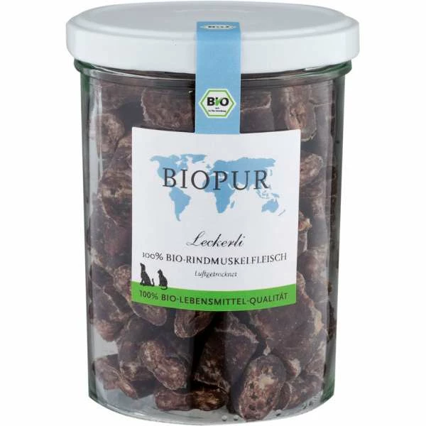 BIOPUR Dog | Bio Rindswurst | 180g Hundesnack Im Glas 1 BIOPUR Dog | Bio Rindswurst | 180g Hundesnack Im Glas