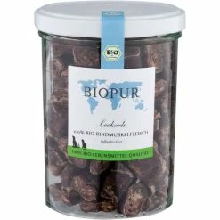 BIOPUR Dog | Bio Rindswurst Geschnitten | 180g Hundesnack Im Glas