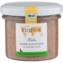 BIOPUR Dog | Mit Bio Huhn, Dinkel & Zucchini | 6x100g Hundefutter