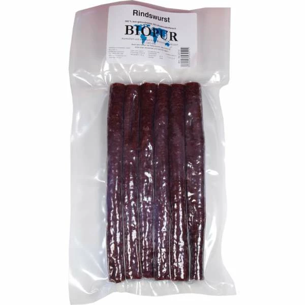 BIOPUR Dog | Bio Rindswurst | 6 Stück | 170g Hundesnack 1 BIOPUR Dog | Bio Rindswurst | 6 Stück | 170g Hundesnack