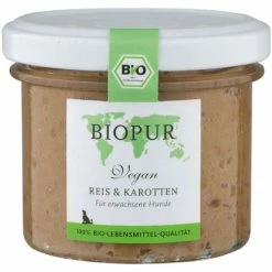 BIOPUR Dog VEGAN | Mit Bio Reis & Karotten | 6x100g Hundefutter