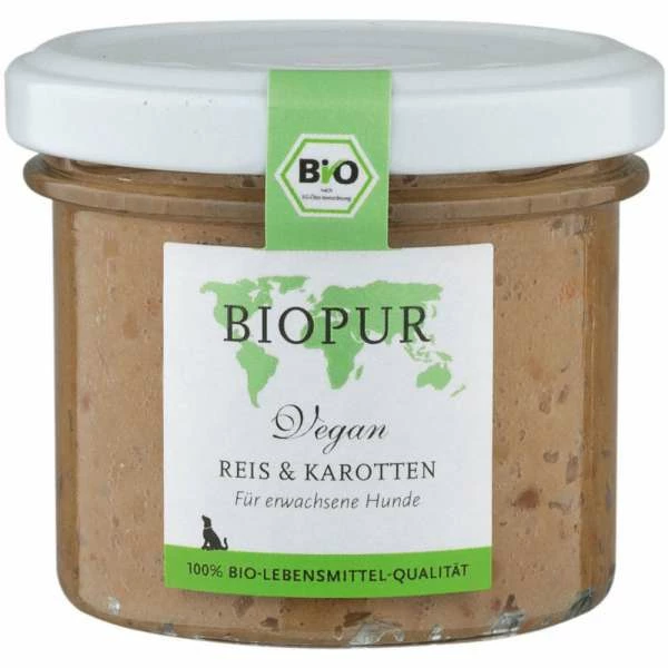 BIOPUR Dog VEGAN | Mit Bio Reis & Karotten | 6x100g Hundefutter 1 BIOPUR Dog VEGAN | Mit Bio Reis & Karotten | 6x100g Hundefutter