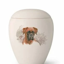 Völsing Tierurne Siena | Seidenmatt Creme-weiß Glasiert | Mit Gemalten Motiven | 1,5 L Volumen