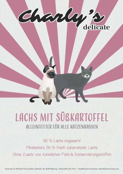PETpoint-Charly Charlys Delicate Adult Cat | Mit Lachs & Süßkartoffeln | Getreidefreies Katzenfutter 1 PETpoint-Charly Charlys Delicate Adult Cat | Mit Lachs & Süßkartoffeln | Getreidefreies Katzenfutter