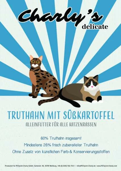 PETpoint-Charly Charlys Delicate Adult Cat | Mit Truthahn & Süßkartoffeln | Getreidefreies Katzenfutter 1 PETpoint-Charly Charlys Delicate Adult Cat | Mit Truthahn & Süßkartoffeln | Getreidefreies Katzenfutter