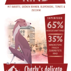 PETpoint-Charly Charlys Delicate Superfood | Mit Rind, Karotten & Grüne Bohnen | Getreidefreies Hundefutter
