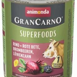 Animonda GranCarno Superfoods | Nassfutter | Mit Rind | 6 Dosen Hundefutter