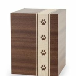 Völsing Tierurne Holz | Massivholzurne Mit Echtholzfurnier | Mit Pfoten Verziert | Verschieden Holzarten