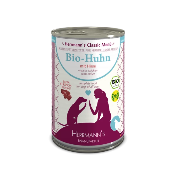 Herrmanns BIO-Menü | Mit Huhn & Hirse | Hundefutter 1 Herrmanns BIO-Menü | Mit Huhn & Hirse | Hundefutter