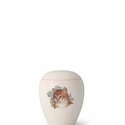 Völsing Tierurne Siena | Seidenmatt Creme-weiß Glasiert | Mit Gemalten Motiven | 0,15 L Volumen