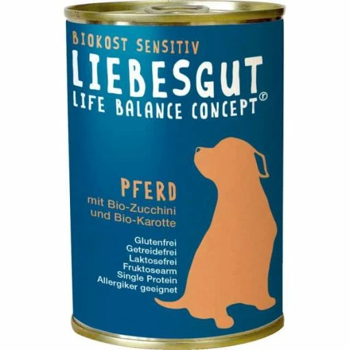 Liebesgut Hundefutter | Mit Pferd, Zucchini & Karotte | Sensitive Balance -Hundefutter Geschäft Liebesgut Hundefutter Pferd mit Bio Zucchini und Bio Karotte 400g Liebesgut 6115211E b 0 600x600