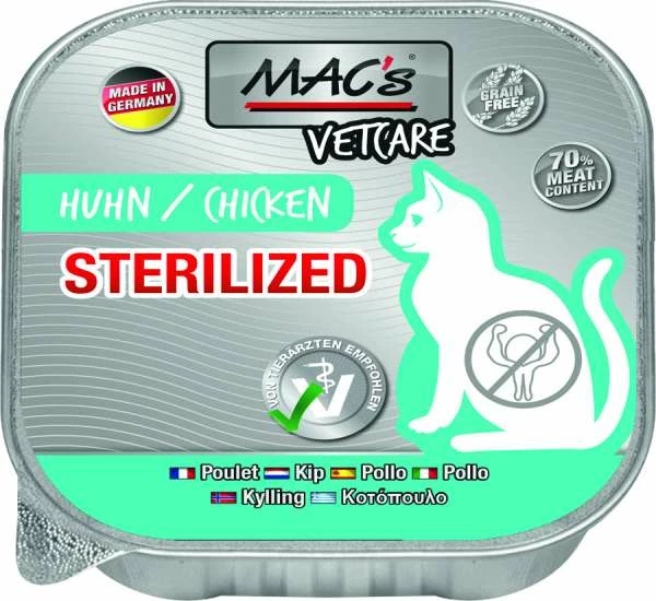 MACs Cat Vetcare | Sterilized | Mit Huhn | 16x100g Katzenfutter 1 MACs Cat Vetcare | Sterilized | Mit Huhn | 16x100g Katzenfutter