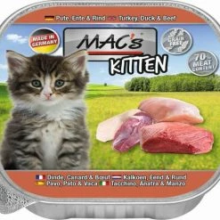 MACs Cat Kitten | Mit Pute, Ente & Rind | 16x100g Katzenfutter