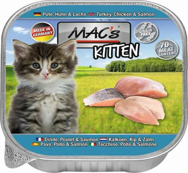 MACs Cat Kitten | Mit Pute, Huhn & Lachs | 16x100g Katzenfutter 1 MACs Cat Kitten | Mit Pute, Huhn & Lachs | 16x100g Katzenfutter