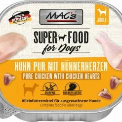 MACs Dog | Mit Huhn Pur & Hühnerherzen | 10x 150g Schälchen