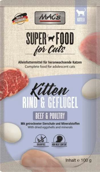 MACs Superfood Kitten | Mit Rind & Geflügel | 12x 100 G Katzenfutter 1 MACs Superfood Kitten | Mit Rind & Geflügel | 12x 100 G Katzenfutter