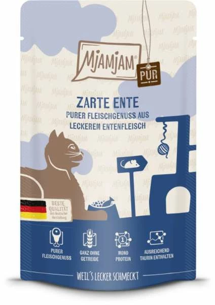 Mjamjam | Mit Ente Pur | 12x 125 G Katzenfutter 1 Mjamjam | Mit Ente Pur | 12x 125 G Katzenfutter