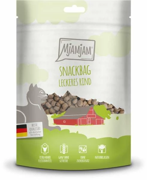 Mjamjam Snackbag | Mit Rind | 8x 125 G Katzensnack 1 Mjamjam Snackbag | Mit Rind | 8x 125 G Katzensnack