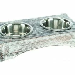 Trixie Napf-Set | Holz/Edelstahl | Für Hunde & Katzen