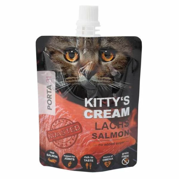 Porta21 Kittys Cream | Mit Lachs | 6x90g Getreidefreier Katzensnack 1 Porta21 Kittys Cream | Mit Lachs | 6x90g Getreidefreier Katzensnack