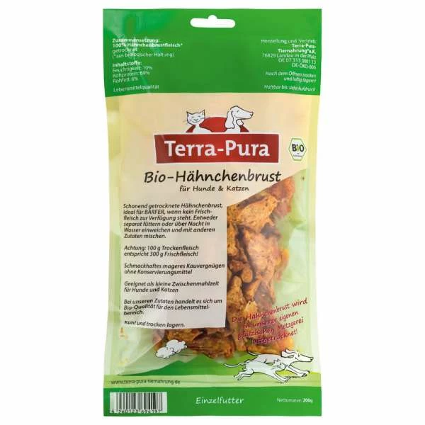 Terra-Pura Bio Hähnchenbrust Getrocknet | 200g Hundesnacks 1 Terra-Pura Bio Hähnchenbrust Getrocknet | 200g Hundesnacks