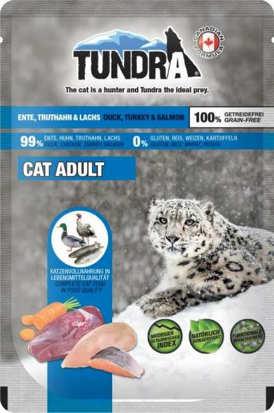 Tundra Cat | Mit Ente, Truthahn & Lachs | 16x 85 G Pouch Katzenfutter 1 Tundra Cat | Mit Ente, Truthahn & Lachs | 16x 85 G Pouch Katzenfutter