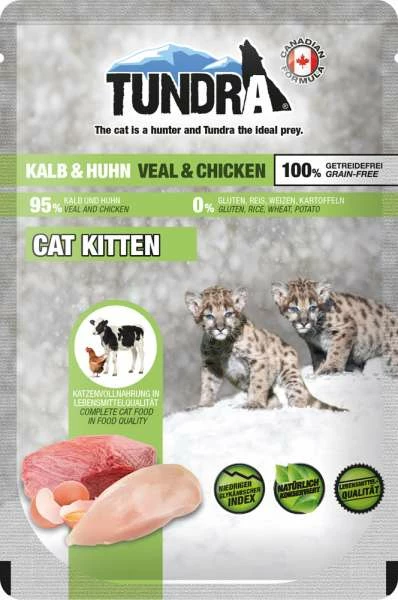 Tundra Cat Kitten | Mit Kalb & Huhn | 16x 85 G Pouch Katzenfutter 1 Tundra Cat Kitten | Mit Kalb & Huhn | 16x 85 G Pouch Katzenfutter