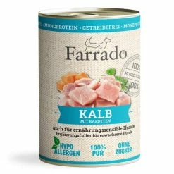 Farrado Kalb Mit Karotte | Muskelfleischstücke In Soße | 6x 400gD Getreidefreies Hundefutter