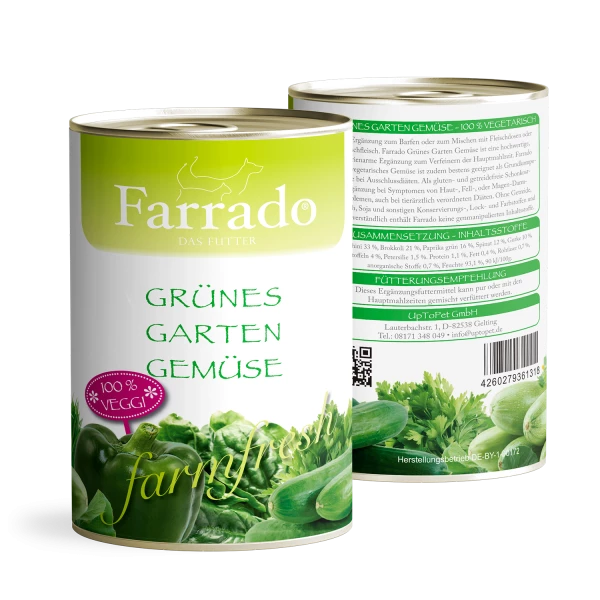 Farrado Grünes Gartengemüse | 6x 400gD Veganes Hundefutter 1 Farrado Grünes Gartengemüse | 6x 400gD Veganes Hundefutter