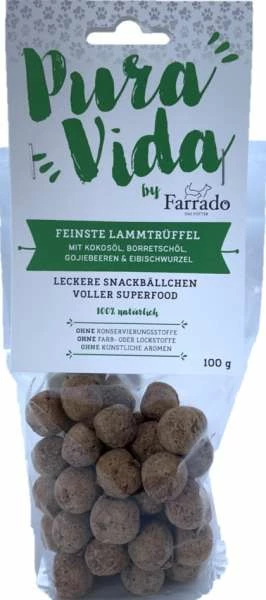 Farrado Pura Vida Superfood Trüffel | Mit Lamm | 10x 100 G Hundesnack 1 Farrado Pura Vida Superfood Trüffel | Mit Lamm | 10x 100 G Hundesnack